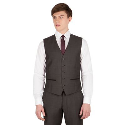 Red Herring Charcoal pindot slim fit 5 button front waistcoat